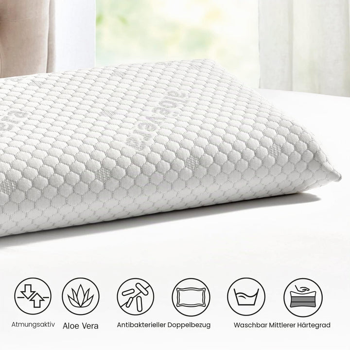 Pikolin Home - Viskoelastisches Kissen mit Aloe-Vera-Behandlung und mittlerer Festigkeit, mit silber