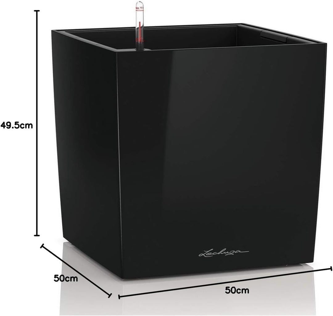 LECHUZA CUBE Premium 50 schwarz hochglanz 16569 49x49x49.5 cm Schwarz Hochglanz, 49x49x49.5 cm Schwa