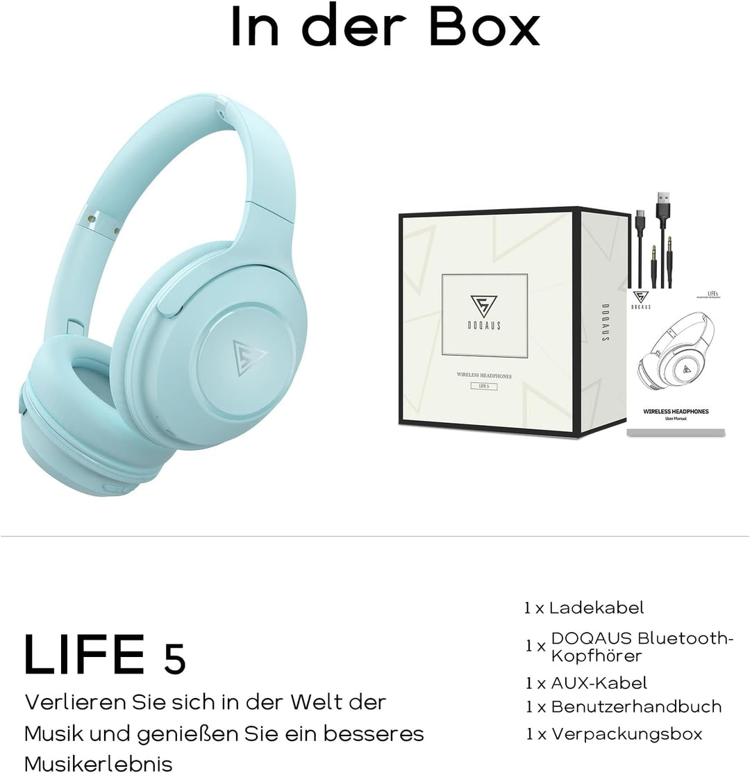 DOQAUS Kopfhörer Kabellos Bluetooth,70Std Kopfhörer Over Ear mit, Bluetooth 5.4 Kpfhörer mit Kabel,