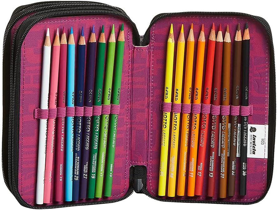 Invicta Federmäppchen, Mäppchen, mehrfarbig, Federtasche für Schreibwaren, Etui mit Stiften, Kugelsc