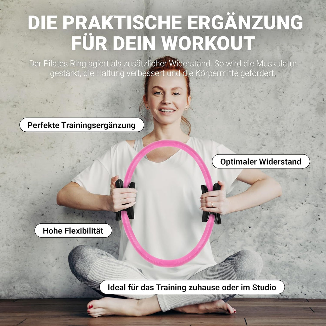 MSPORTS Pilates Ring Premium I Widerstandsring - Doppelgriff Pilates Yoga Ring 38 cm Übungskreis Pas
