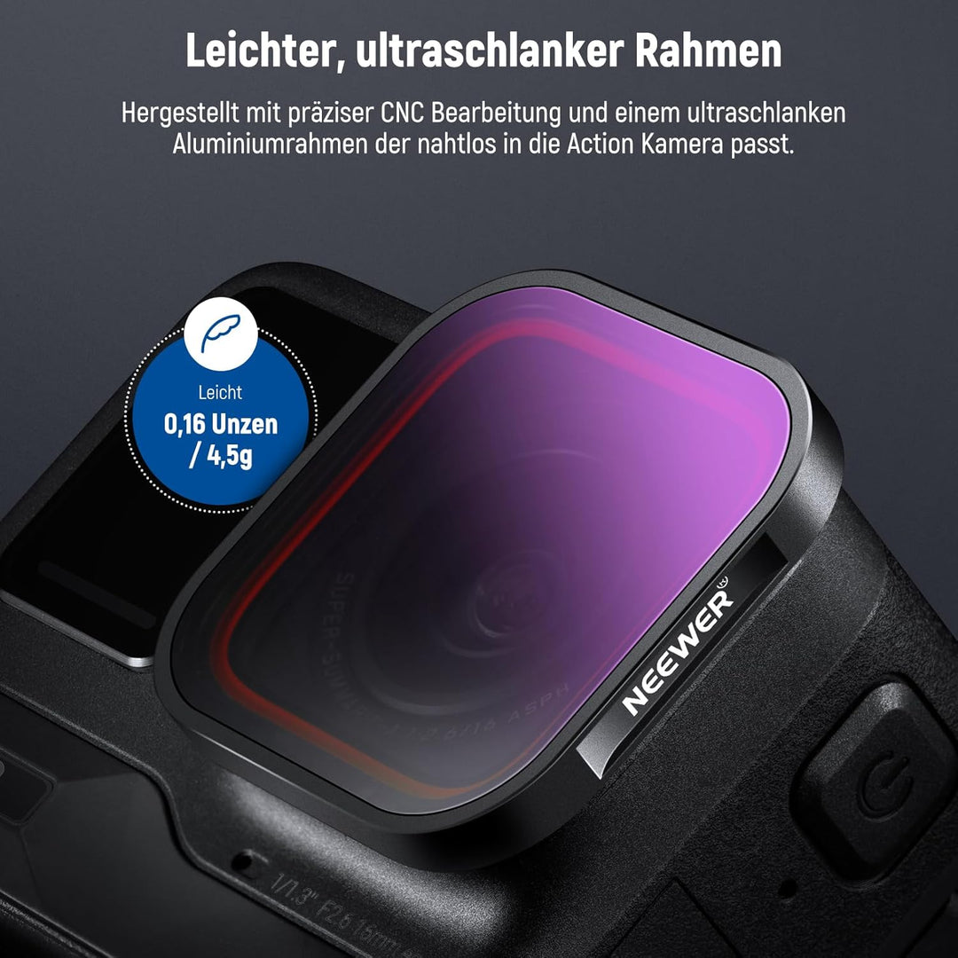 NEEWER ND & CPL Filter Set Kompatibel mit Insta360 Ace Pro, ND16 ND32 ND64 CPL 4er Pack Action Kamer