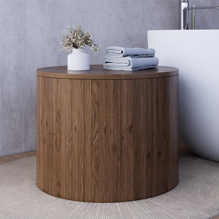 Vicco Couchtisch Tavilo, Nussbaum, 48 x 48 cm, mit Liftfunktion und Abnehmbarer Seitenwand Nussbaum