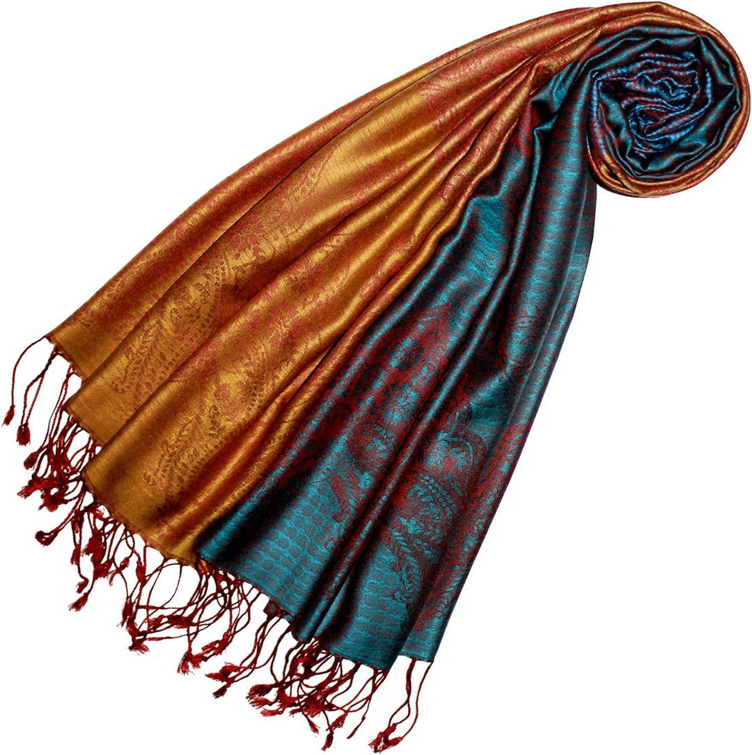 Lorenzo Cana Marken Herren Schal Schaltuch opulentes Muster in harmonischen Farben mit Fransen 70 cm