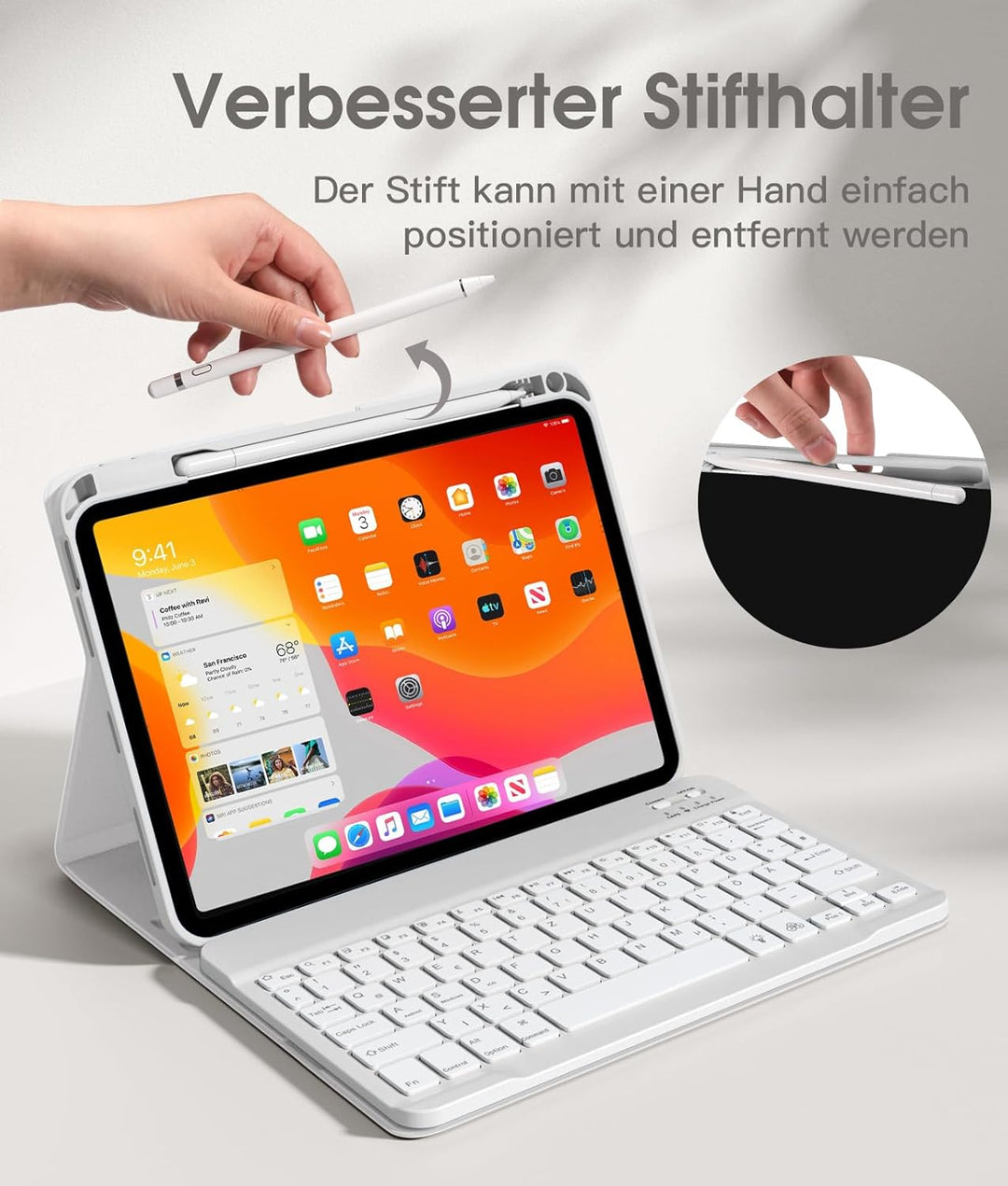 Vobafe Hülle mit Tastatur für iPad A16 11 Generation 2025/10 Gen 2022 10,9", Air 11 Zoll M4 2026/M3/