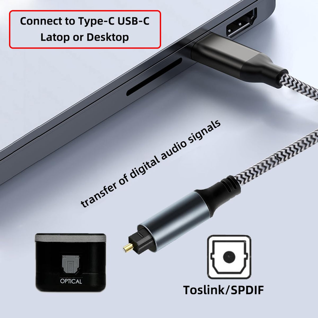 NFHK Typ-C auf SPDIF Toslink Optisches Audiokabel Opt-Stecker USB-C auf Digital Optical Fiber Optic