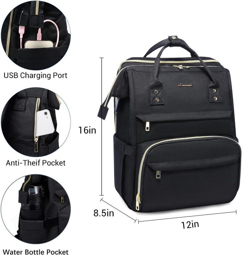 LOVEVOOK Rucksack Damen, Wasserdicht Laptoprucksack 15,6 Zoll mit getrenntem Laptopfach, Gross Schul