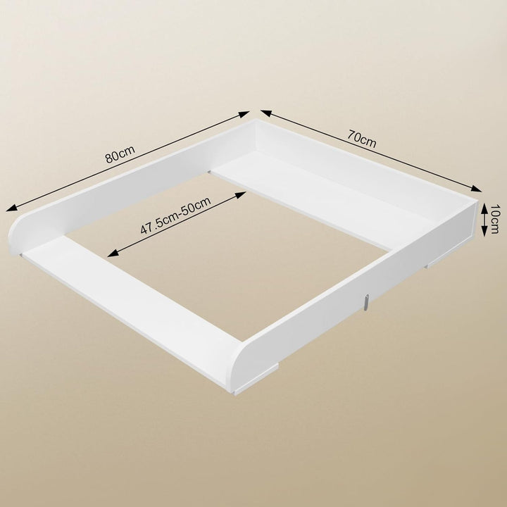 WOLTU Wickelaufsatz für Wickelkommode, Wickeltischaufsatz 70 x 10 x 80 cm, passend für Tiefe 47,5–50
