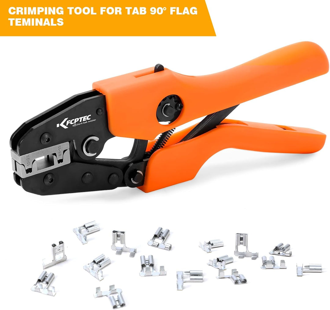 KF CPTEC Crimpzange für Tab 90°-Flaggenstecker 22-14AWG(0.5-1.5mm²/1.5-2.5mm²), Kabelschuhe Flachste