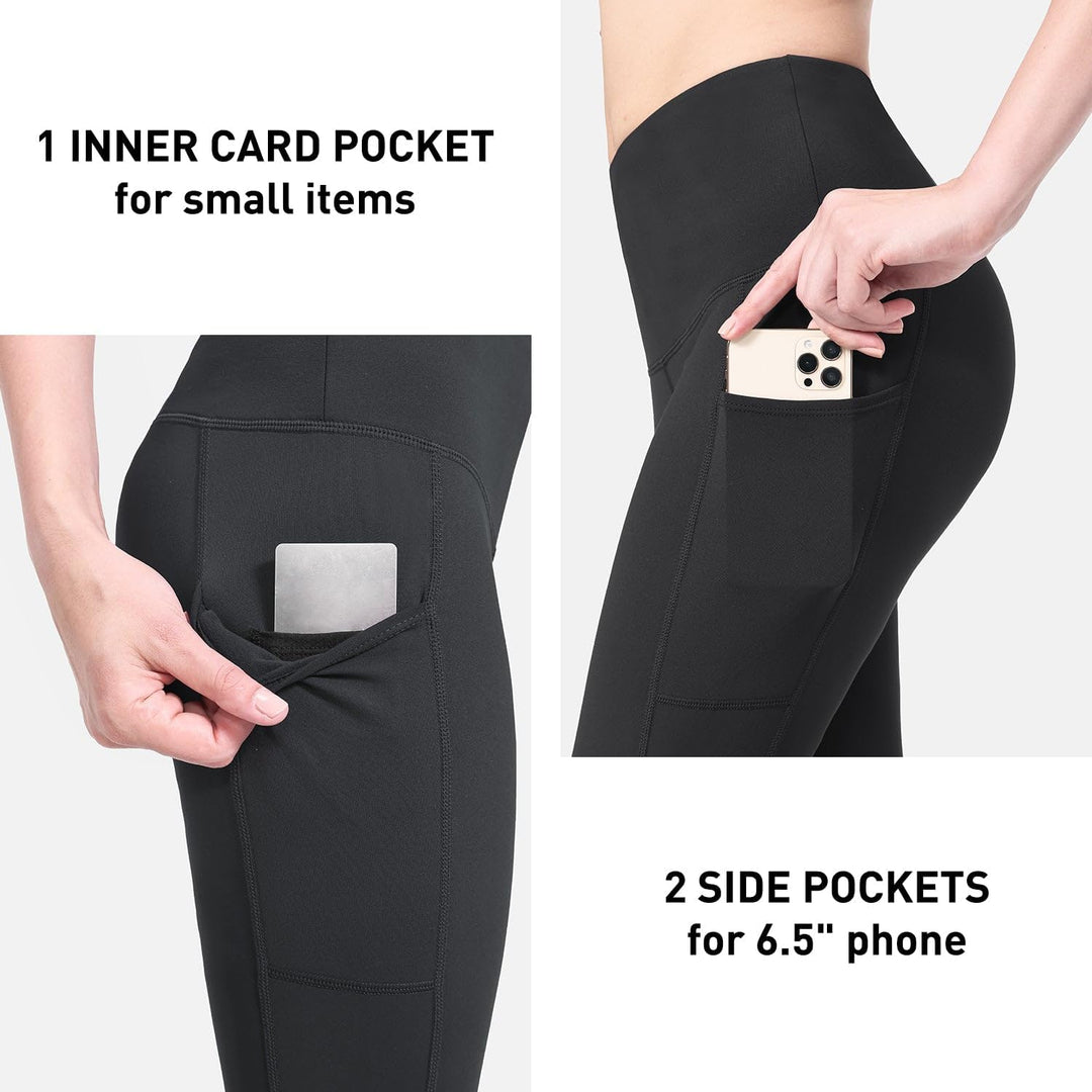 BALEAF Damen Sport Leggings Winter Thermo Leggings wasserdichte Hohe Taille Fleece Gefütter Yogahose