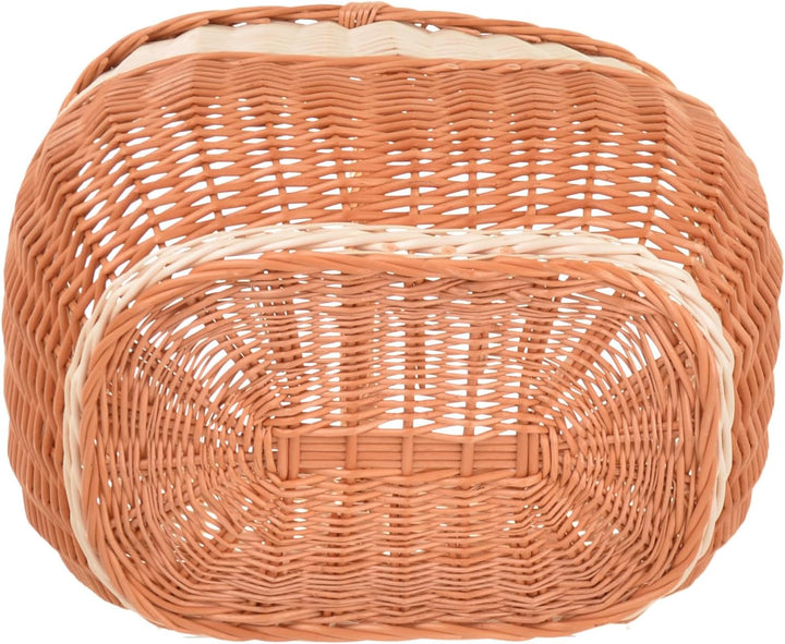 Natural Henkelkorb 42 x 35,5 x 33 cm Einkaufskorb gross geflochten, Weidenkorb, Tragekorb mit henkel