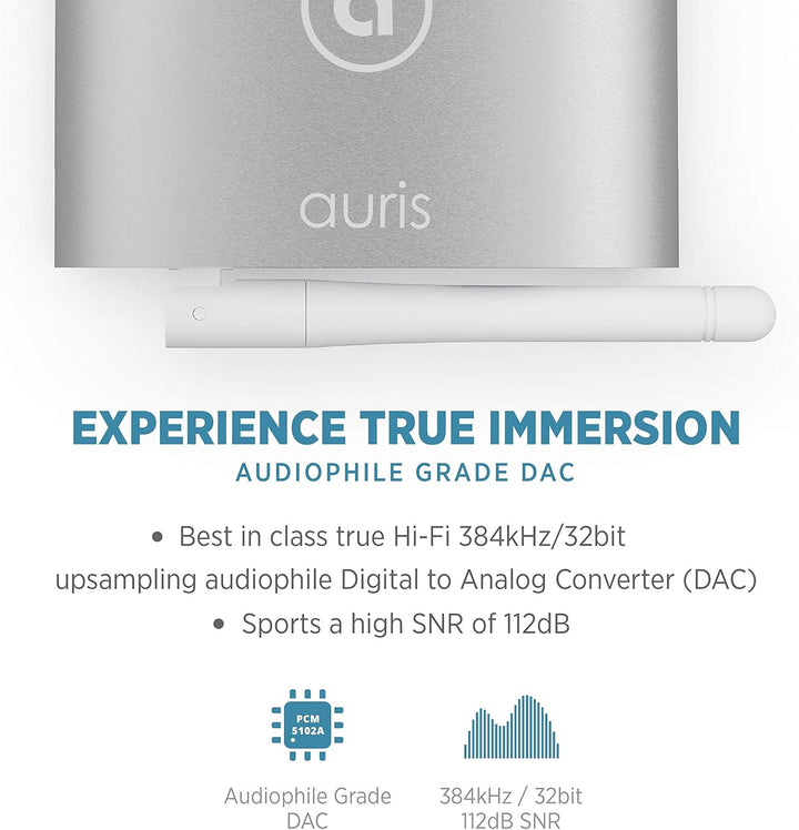 Auris Blume HD Musik 5.3 Bluetooth Receiver mit Grosser Reichweite - HiFi Wireless Audio Aux Bluetoo
