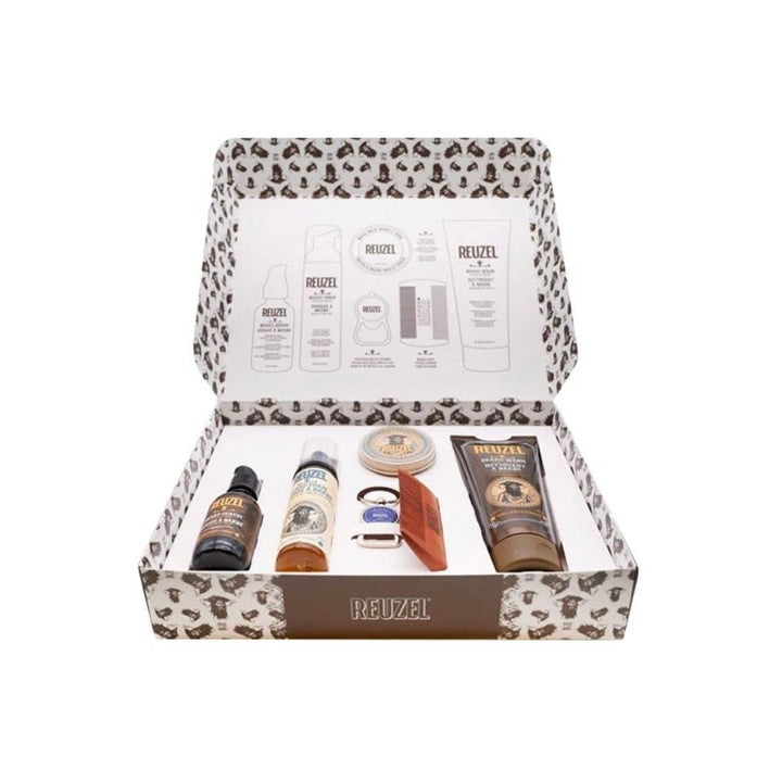 Reuzel Bartpflegeset Geschenkset - Beard Box 6-tlg. | Bartöl, Bartbalsam & Beard Foam Wood & Spice,