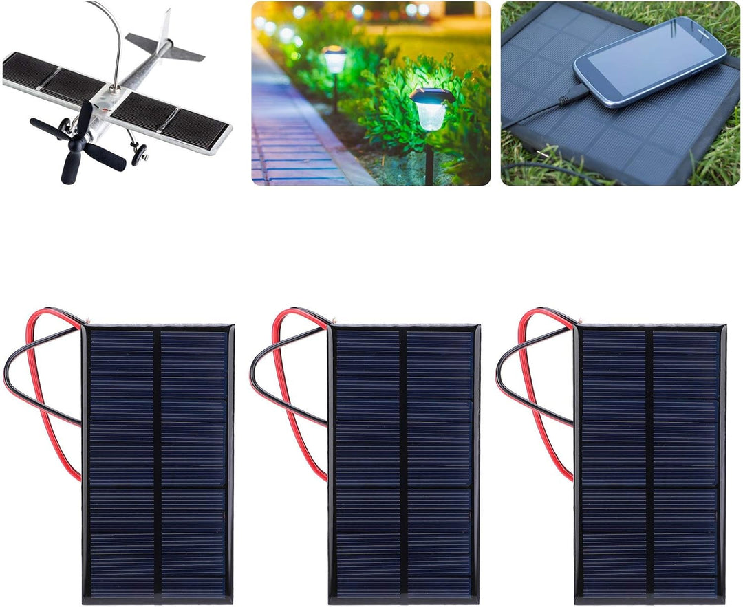 Mini Solarpanel DC 6V 1W, Kleine Solarzelle Panel Mikro Sonnenkollektor Module mit 30 cm Kabel, für