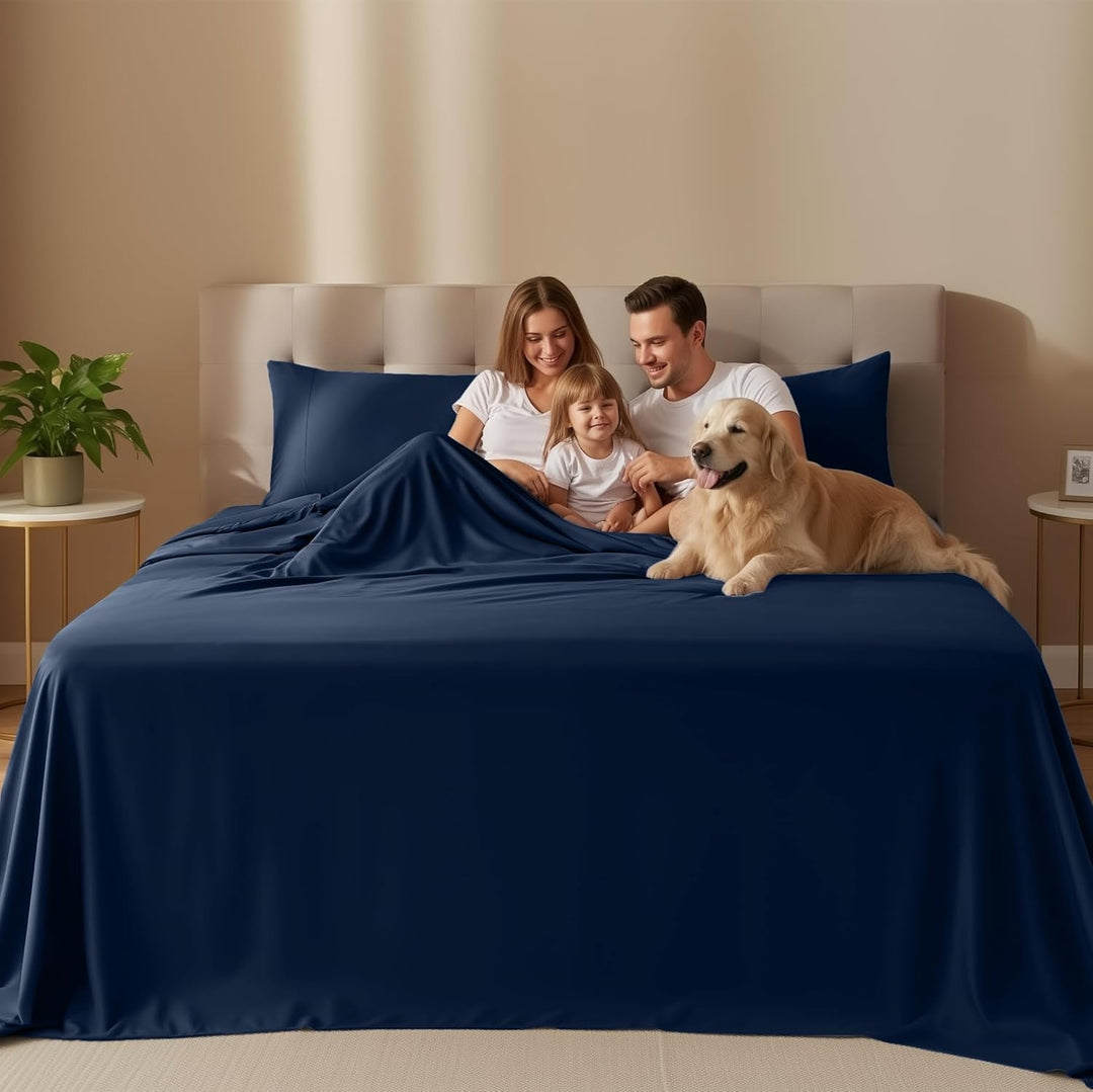 UTOPIA Betten 4 Mikrofaser Bettwäsche, navy, Queen Queen Navy, Queen Navy