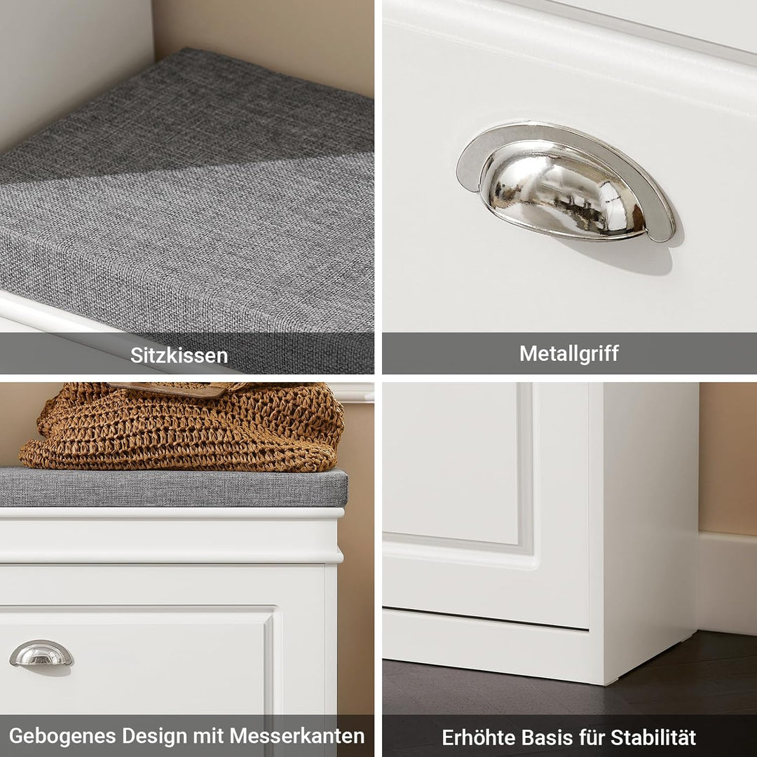 SoBuy Schuhbank mit Sitzkissen und Stauraum Schuhschrank mit Klappe, Schuhregal schmal platzsparende