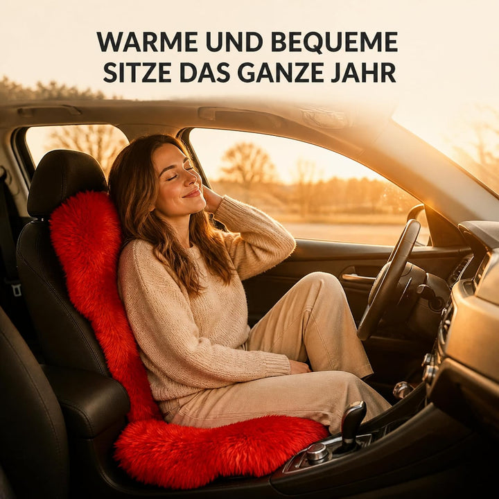 Hochwertige Autofell Sitzauflage für Ledersitz – Geeignet für Jede Jahreszeit – Einfache Montage - U