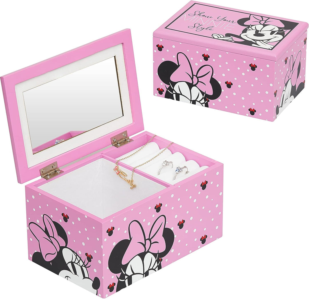 Disney Minnie Mouse Show Your Minnie Style Pink Jewelry Box Jewelry Organizer, Officially Licensed,