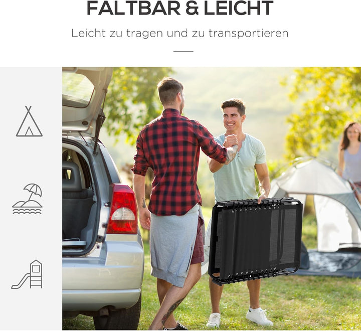 Outsunny Sonnenliege klappbar Gartenliege mit Kopfkissen, Seitentasche, Liegestuhl mit 5-Fach verste