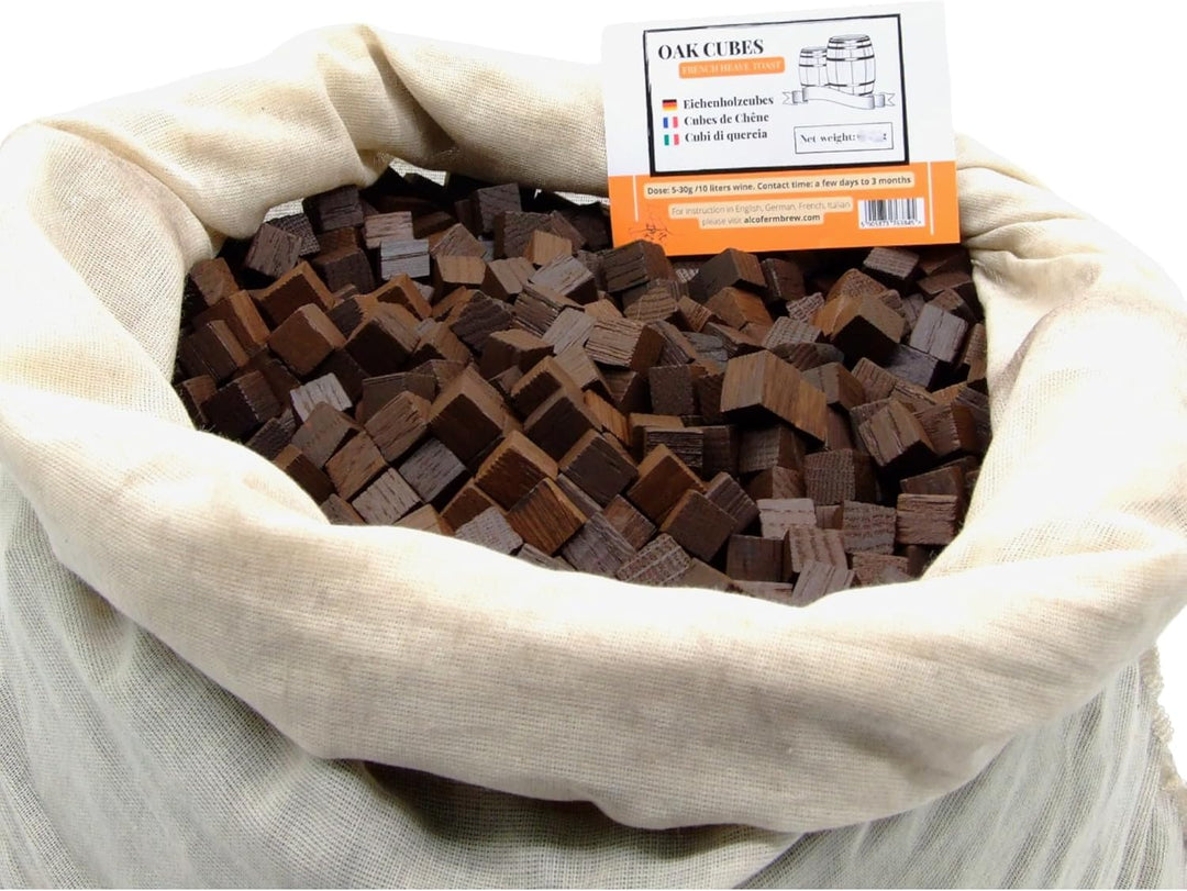 AlcoFermBrew Eichenholz Cubes Französisch 100g - Starkes Toasting, Eichenholz Chips, Kleine Eichen W