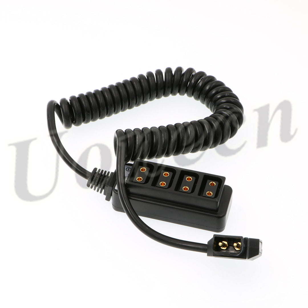 Uonecn Fotografie-Spiralkabel D-Tap B-Typ Stecker auf 4 Port D-Tap Buchse für Anton Bauer V-Mount Ba