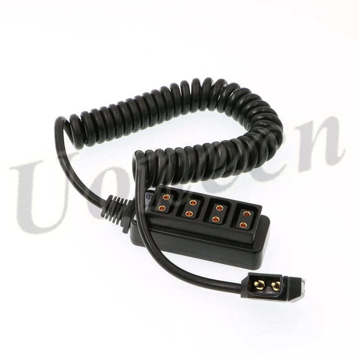 Uonecn Fotografie-Spiralkabel D-Tap B-Typ Stecker auf 4 Port D-Tap Buchse für Anton Bauer V-Mount Ba