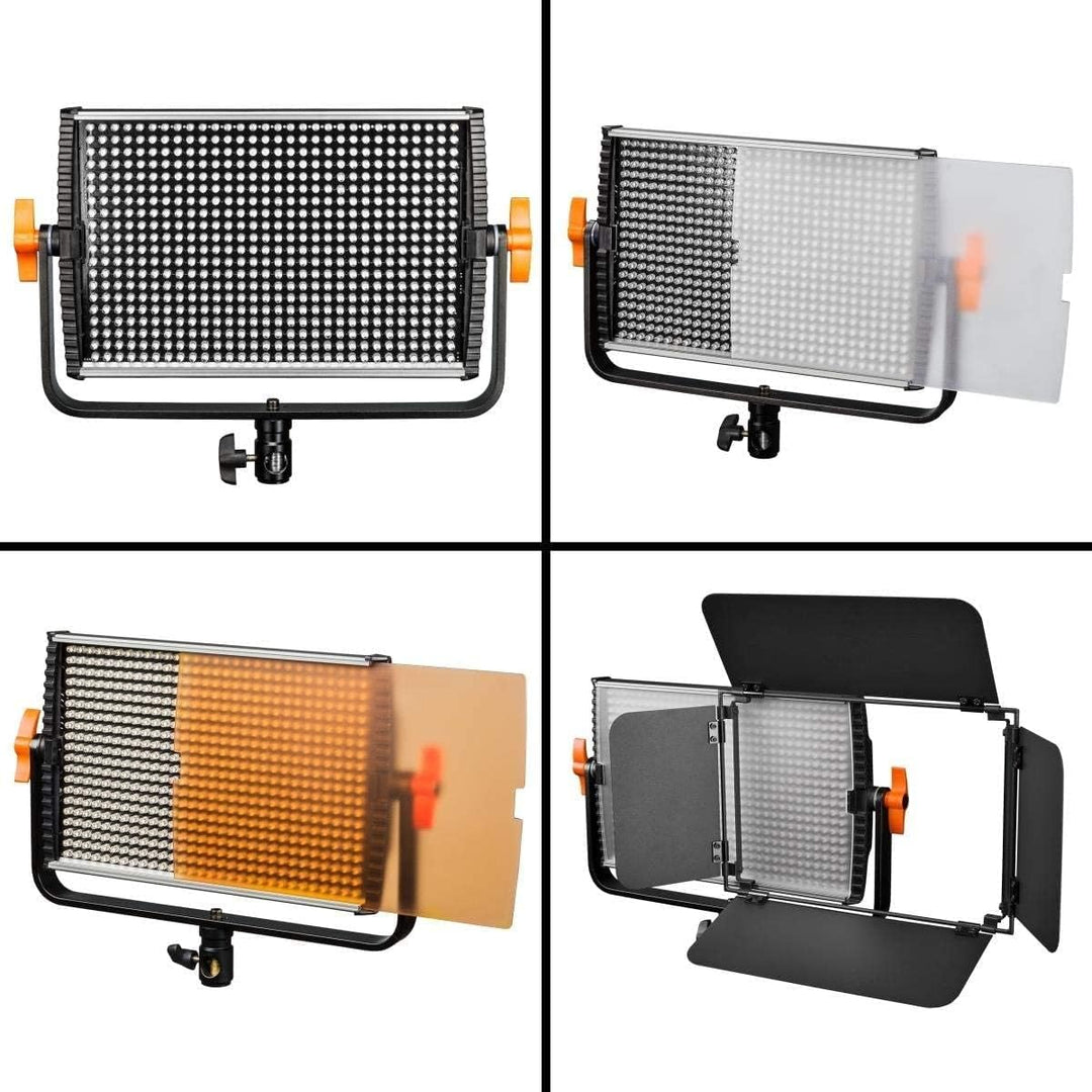 Walimex pro dimmbare LED Flächenleuchte Niova 600 Plus Daylight + Akku Slots I Videoleuchte &amp; Fotoli