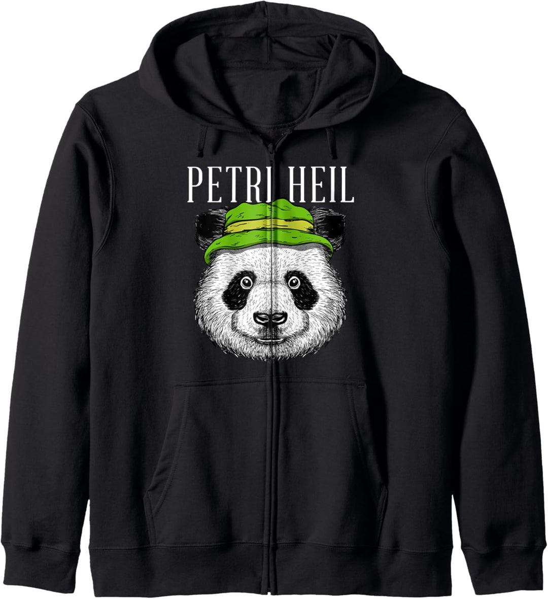 Angler Angeln Panda Bär Petri Heil Anglerhut Fischer Lustig Kapuzenjacke