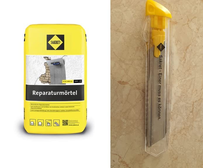 Sakret Reparaturmörtel 10 kg, Ausbesserungsmörtel + 1 Sakret Cuttermesser