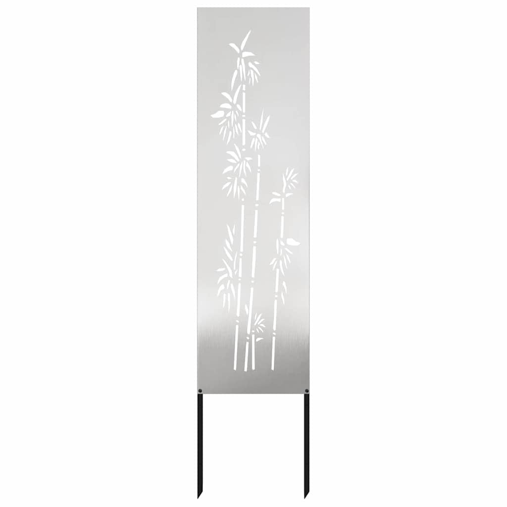 vidaXL Garten Sichtschutz-Leinwand Floral Silber 32 x 140 cm Edelstahl, Garten und Terrasse, Rechtec