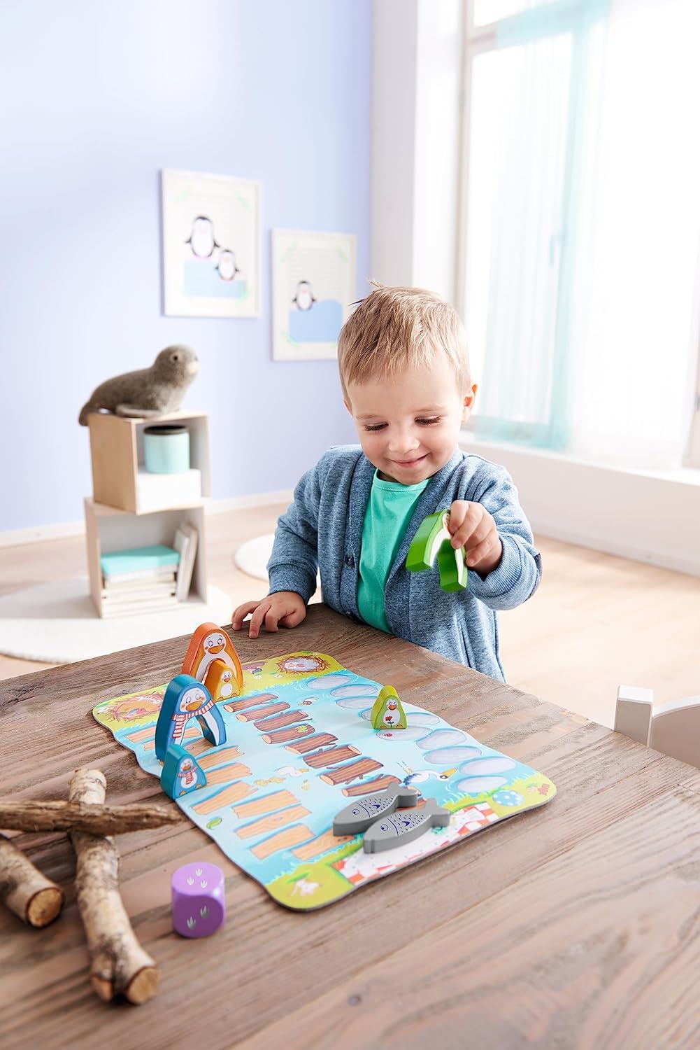 HABA Meine ersten Spiele – Auf, auf Kleiner Pinguin – Brettspiel ab 2 Jahren mit lustigen Pinguin-Fi