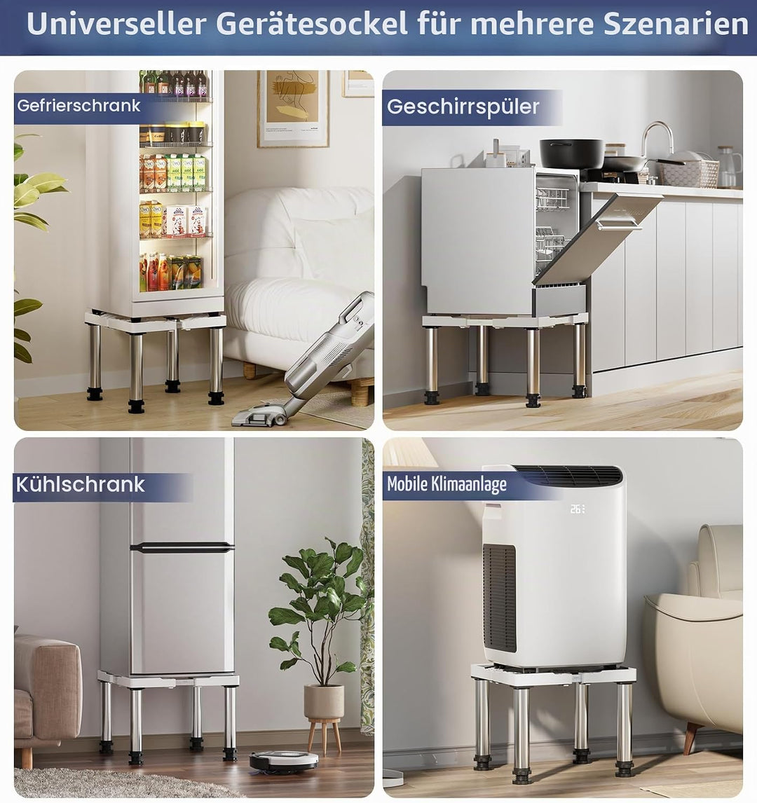 DEWEL Untergestell Kühlschrank erhöhung Höhe 33-36cm Verstellbare unterschrank kühlschrank sockel fü