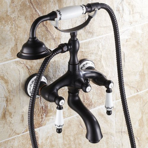 Hiendure® Messing Wandhalterung Badewanne Mitte verbreitet Badewanne Wasserhahn mit Handbrause, Öl e
