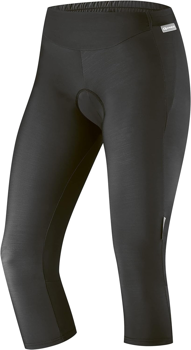 Gonso Damen Fahrradhose Lecce, 3/4 Radhose gepolstert, tight fit Radlerhose 38 Schwarz, 38 Schwarz