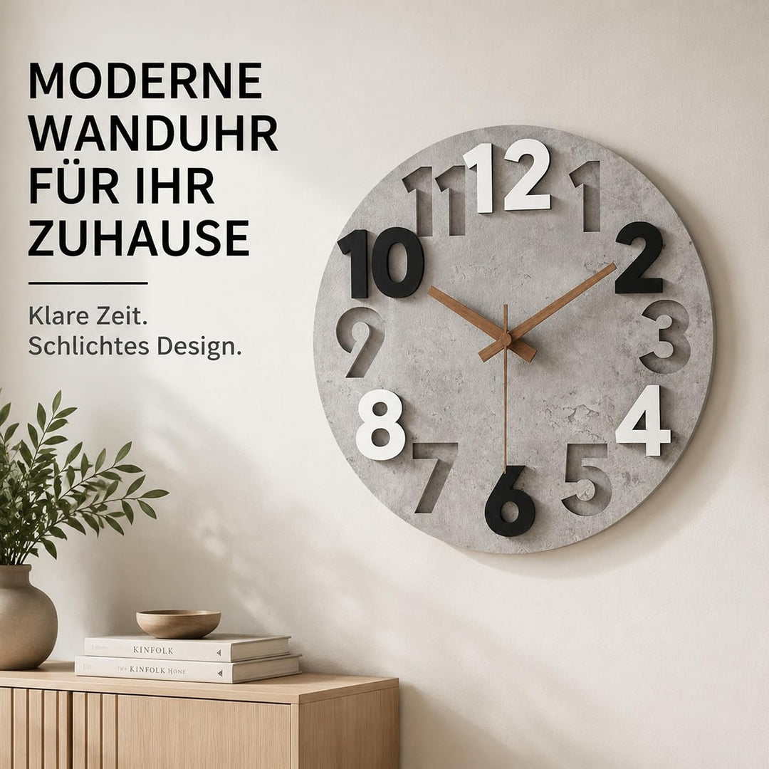 Stellarize Wanduhr Gross Ohne Tickgeräusche Modern Holz 3D Küchenuhr für Wohnzimmer Kinderzimmer Bür