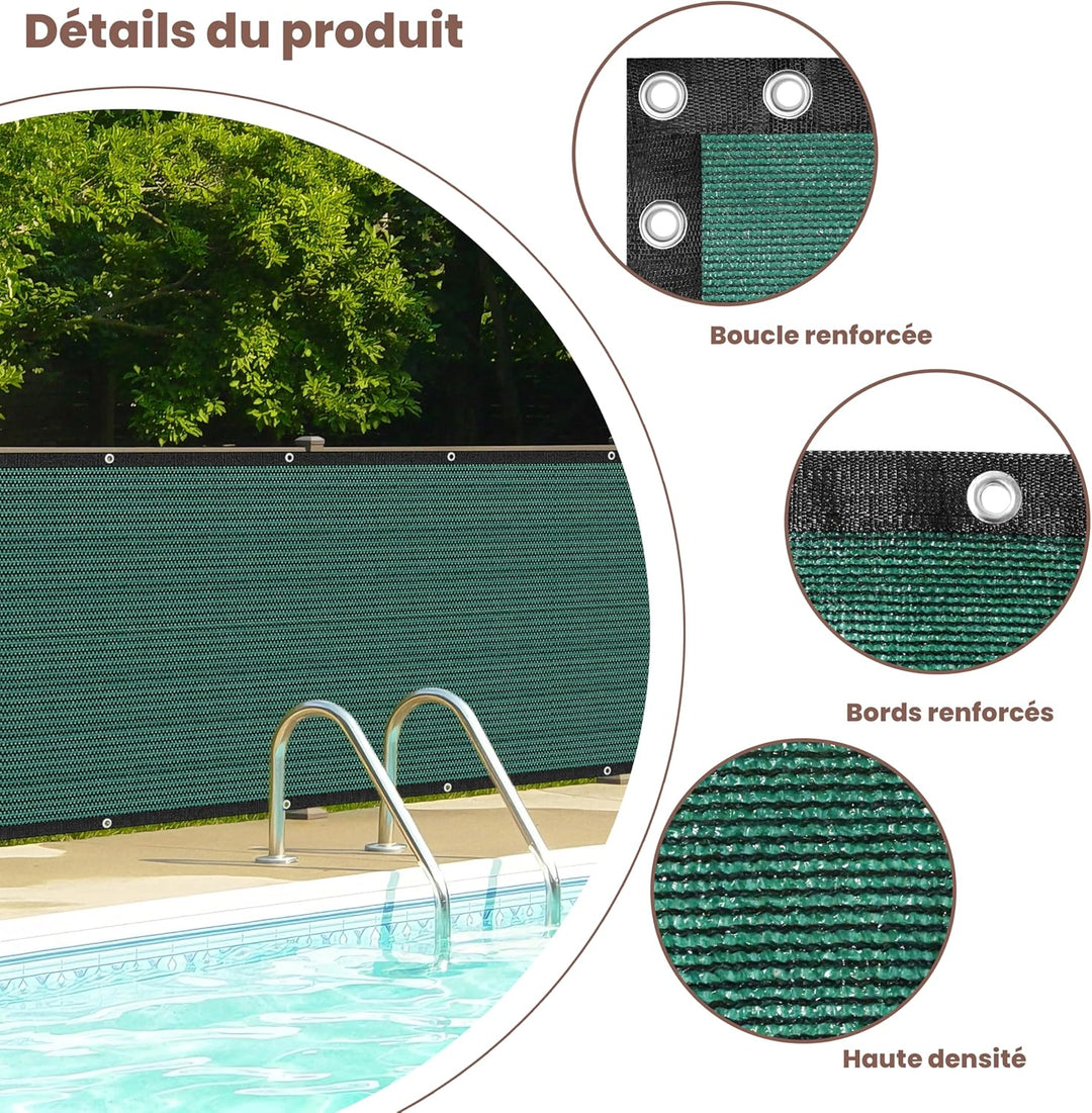 Zaunblende Sichtschutz Grün-Schwarz,1.2x6m, Sichtschutzzaun 90% HDPE-Schattennetz für den Aussenbere