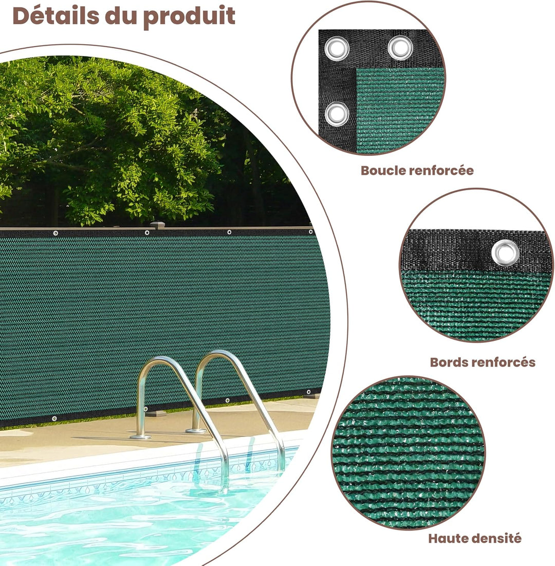 Zaunblende Sichtschutz Grün-Schwarz,1.2x15m, Sichtschutzzaun 90% HDPE-Schattennetz für den Aussenber