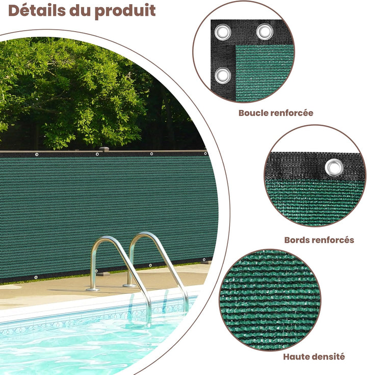 Zaunblende Sichtschutz Grün-Schwarz,1.2x15m, Sichtschutzzaun 90% HDPE-Schattennetz für den Aussenber