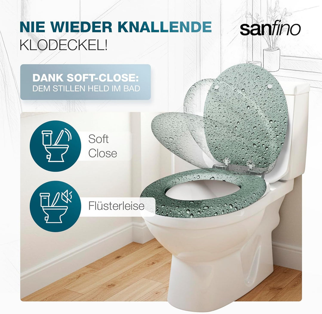 Premium WC Sitz mit Absenkautomatik – hochwertige Toilettendeckel aus Holz, viele bunte Motive, hohe