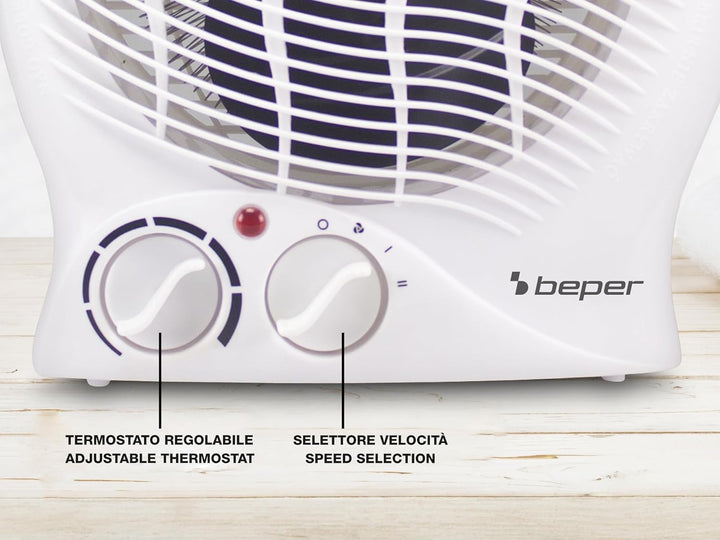 BEPER P203TER202 Heizlüfter, 2000W, 2 Wählbare Wattstufen, Kompakter Heizlüfter mit einstellbarem Th