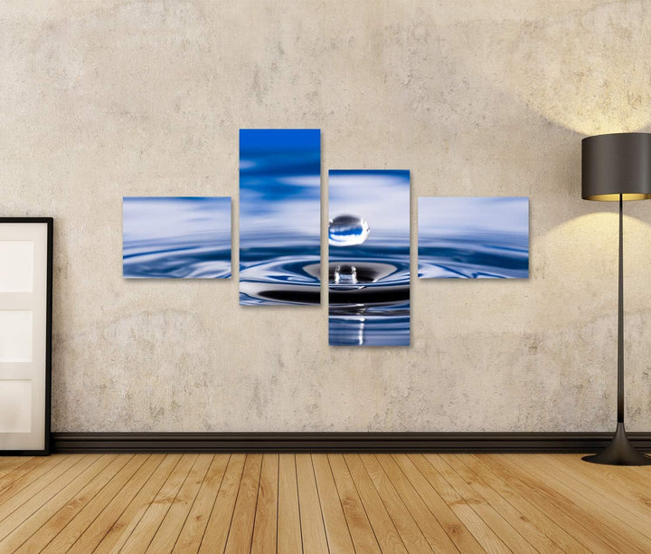 islandburner Bild auf Leinwand Wassertropfen Bilder Wandbilder Poster Leinwand 150x80cm - 4 Teile, L