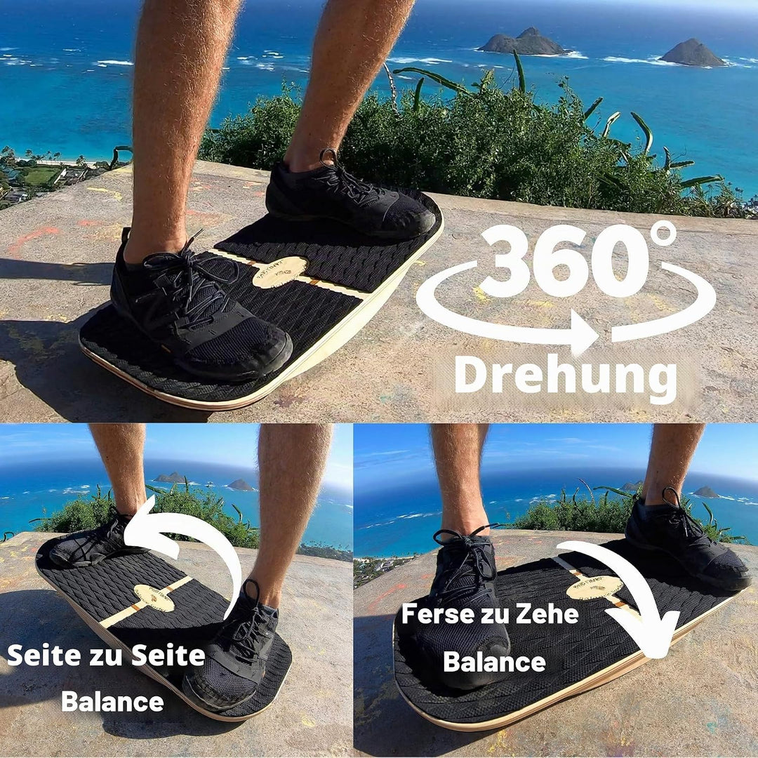 Blue Planet Balance Surfer 7-in-1 Bamboo Wooden Balance Board Trainer für Büro, Gym &amp; Home | Ideal f