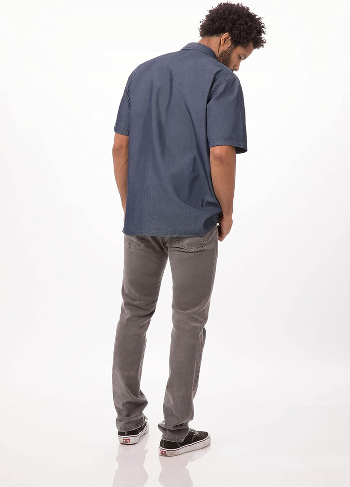 Chef Works Detroit Kurzarm Hemd Denim, SKS002-IBL-XS XS strapazierfähig Indigoblau
