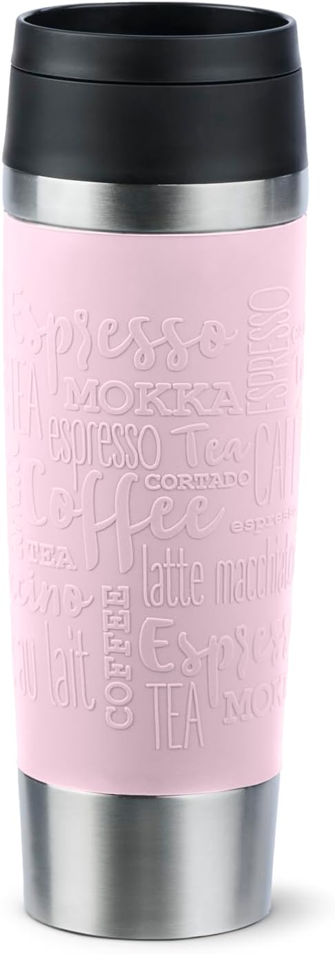 Emsa N20224 Travel Mug Classic Isolierbecher 0,5 Liter | neuer Komfort-Schraubverschluss | Edelstahl