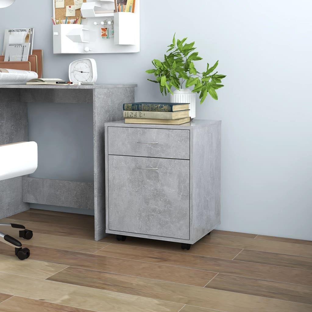 Rollcontainer mit Schublade und Tür, Büroschrank für Wohnzimmer, Schlafzimmer, Office, Robust und la