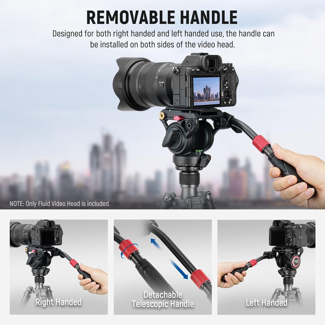 NEEWER Videostativ Fluidkopf mit Schnellwechselplatte, kompatibel mit Manfrotto,Teleskopgriff &amp; Pano