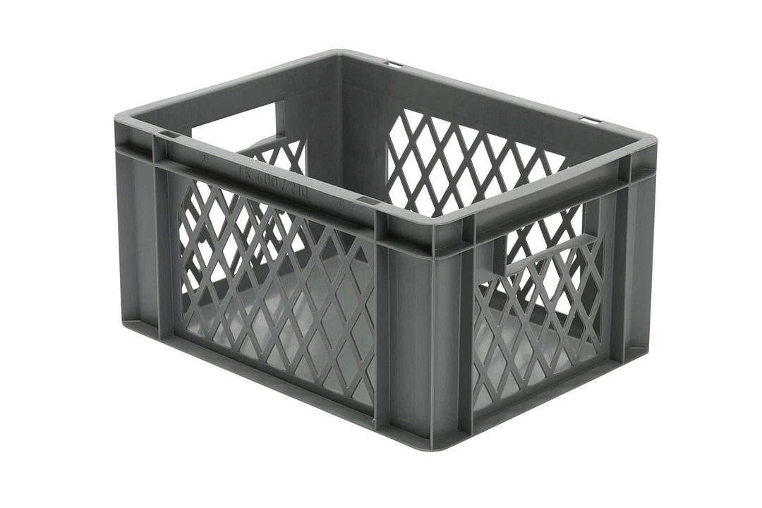 LA-KA-PE der ROLLENDE SHOP - Euro-Stapelbehälter 400x300x210 mm durchbrochen grau