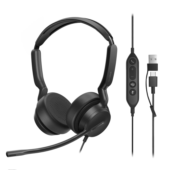 Yealink UH42 USB Headset mit Mikrofon Stereo Kabel Headset für PC USB-C/A | Kabelgebundenes Kopfhöre