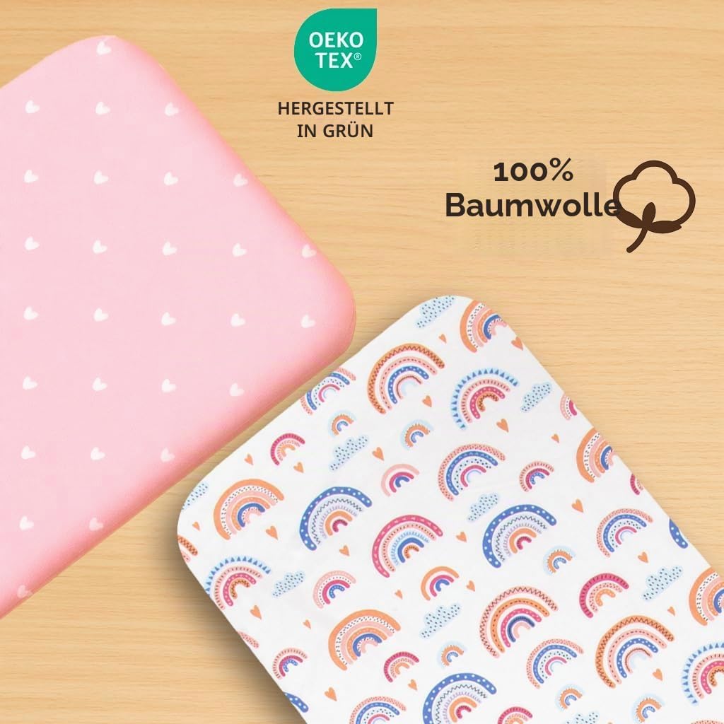 Lovely Hippo 2X Spannbettlaken 50x83 100% Baumwolle - Kompatible Spannbettlaken 50x83 cm - Set 2X (R
