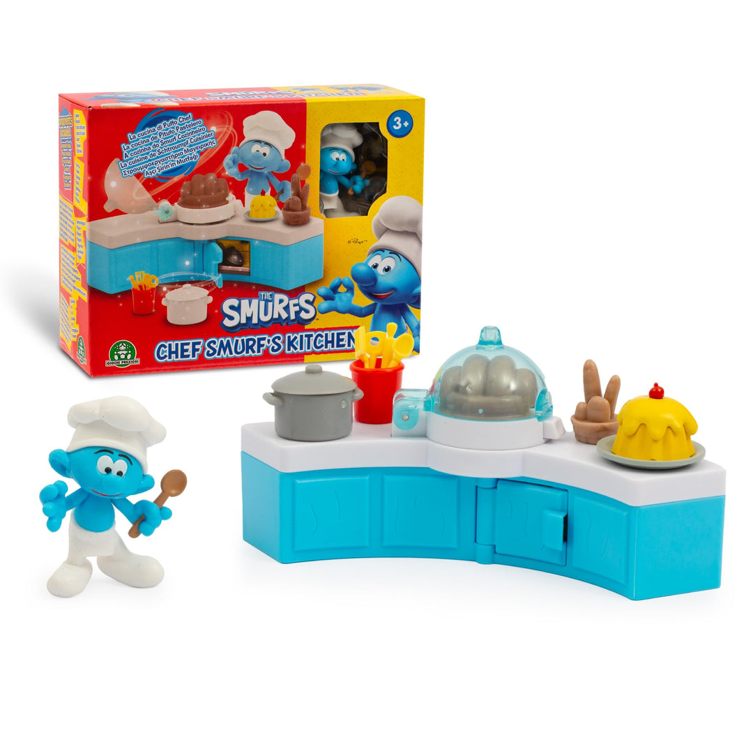Giochi Preziosi Die Schlümpfe, Schlumpfkoch-Mini-Spielset mit Küche und Zubehör, enthält Exklusive 5